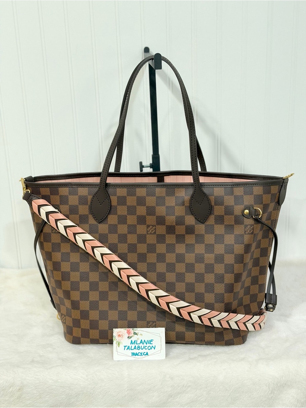 NEW Louis Vuitton Neverfull MM Braided DE Rose Quartz